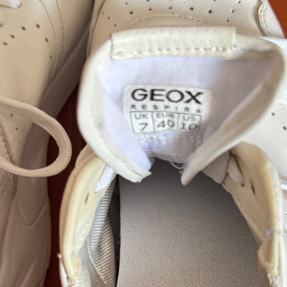 Geox White  Leather Sneakers Respira  size 10 - Picture 10 of 12